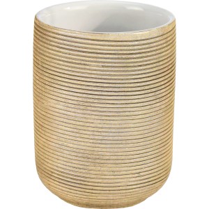 Goldener Zahnputzbecher Auro von Kleine Wolke mit Rillenstruktur.