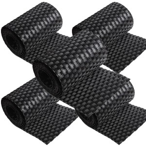 5 Rollen schwarze NYVI Polyrattan Sichtschutzstreifen, 255x19 cm, für Zaunbau & Sichtschutz.