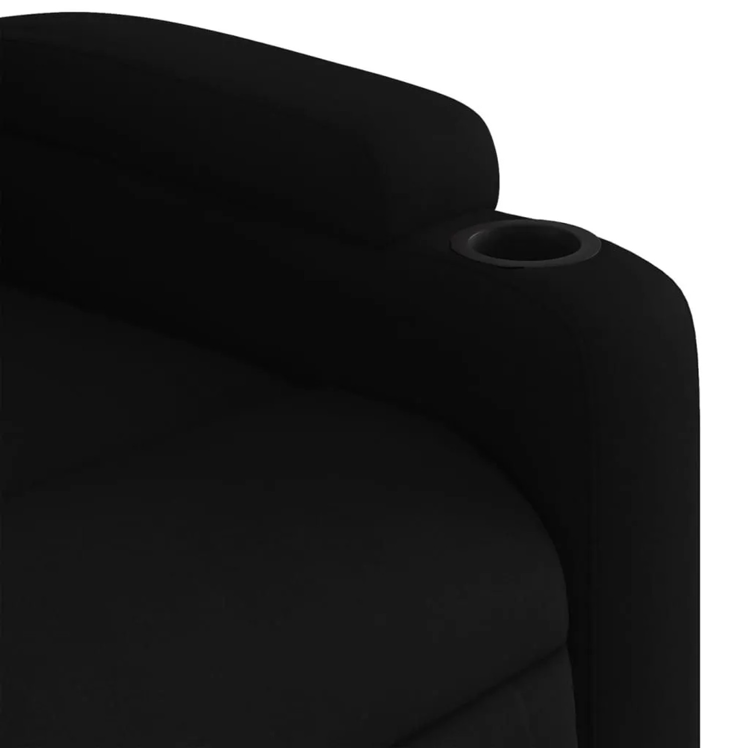 Detailansicht: Schwarzer Relaxsessel mit Getränkehalter. Bequemer Massagesessel von vidaXL.