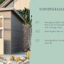 Karibu Gartenhaus Vellinge mit Anbaudach, vorvergraut, mit Rasenmäher und Regalen im Hintergrund.