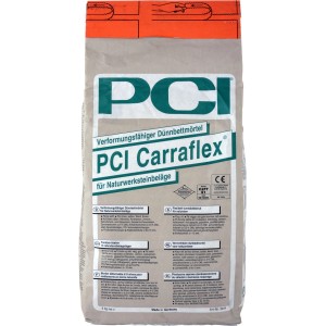 PCI Carraflex Weiß Dünnbettmörtel 5kg Sack für Natursteinfliesen, emissionsarm.