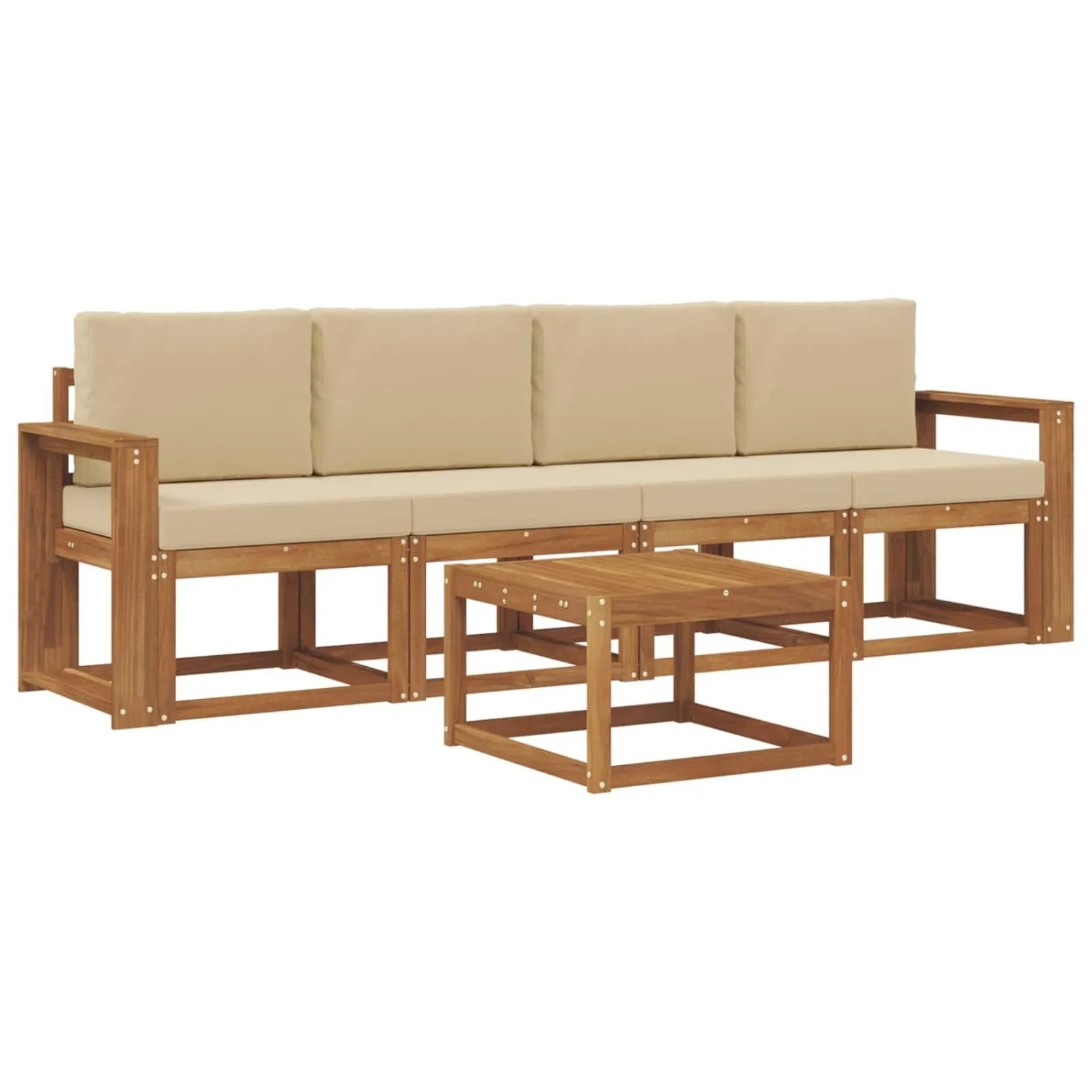 vidaXL Outdoor-Sofagarnitur 5 Stk Natur und Beige Massivholz Akazie 3365981