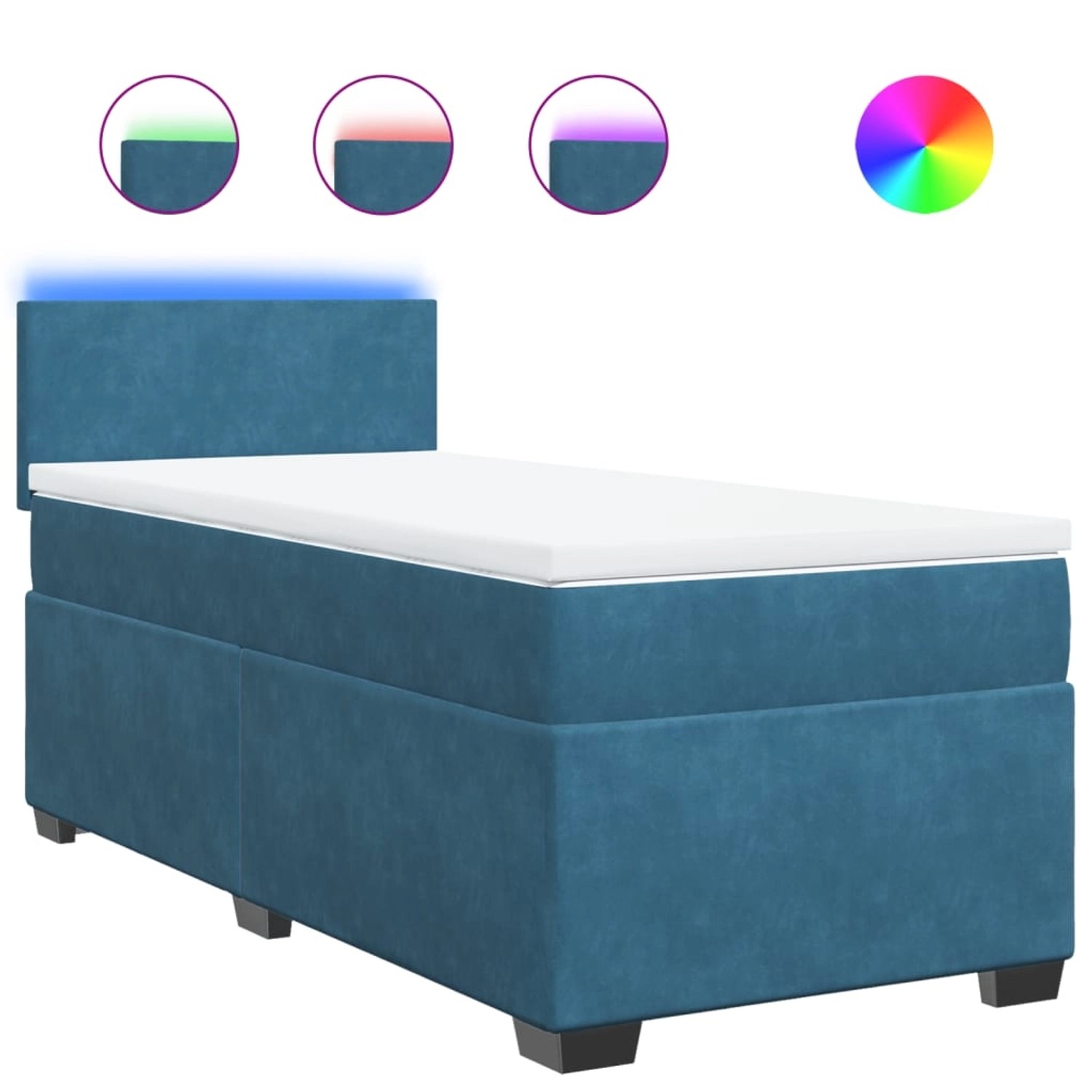 vidaXL Boxspringbett mit Matratze Blau 100x200 cm Samt 3288532 günstig online kaufen