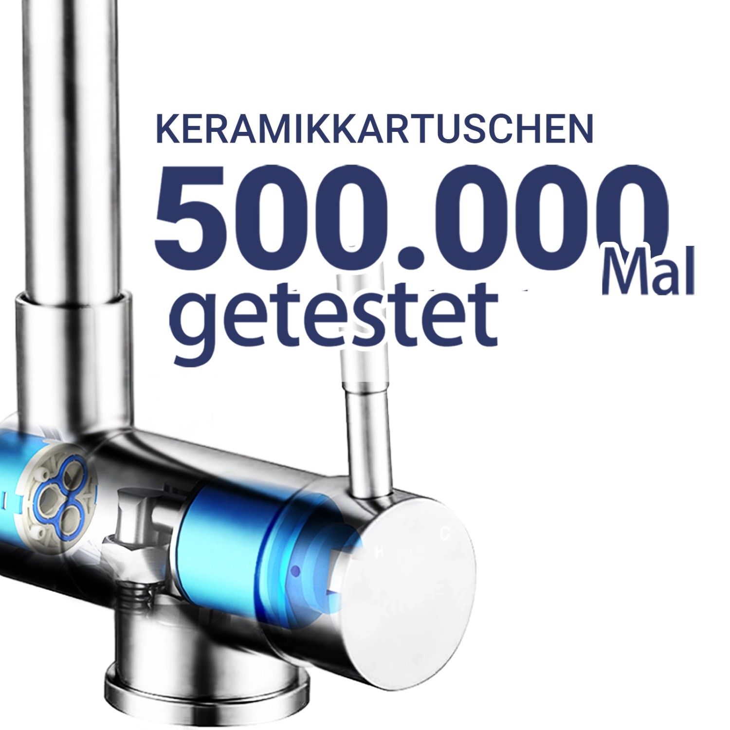 AICA Wasserhahn Doppelfunktion 360° Drehbare Kippbare Chrom Küchenarmatur Wasser mit 304 Edelstahl und Keramikventil Mischbatterie_5
