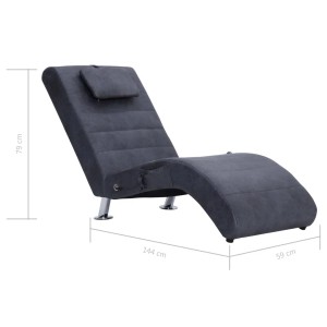Graue Massage Chaiselongue mit Kissen, Wildleder-Optik, ideal zum Entspannen und Relaxen.