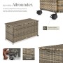Tectake Auflagenbox Kuusamo, 253 L, Rattangeflecht, Rollen mit Bremse, 116x54x64 cm.