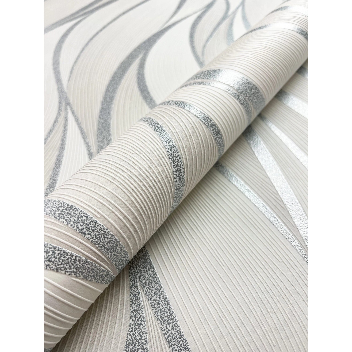 Newroom Vliestapete Faria Silver Wellen Streifen FSC® günstig online kaufen