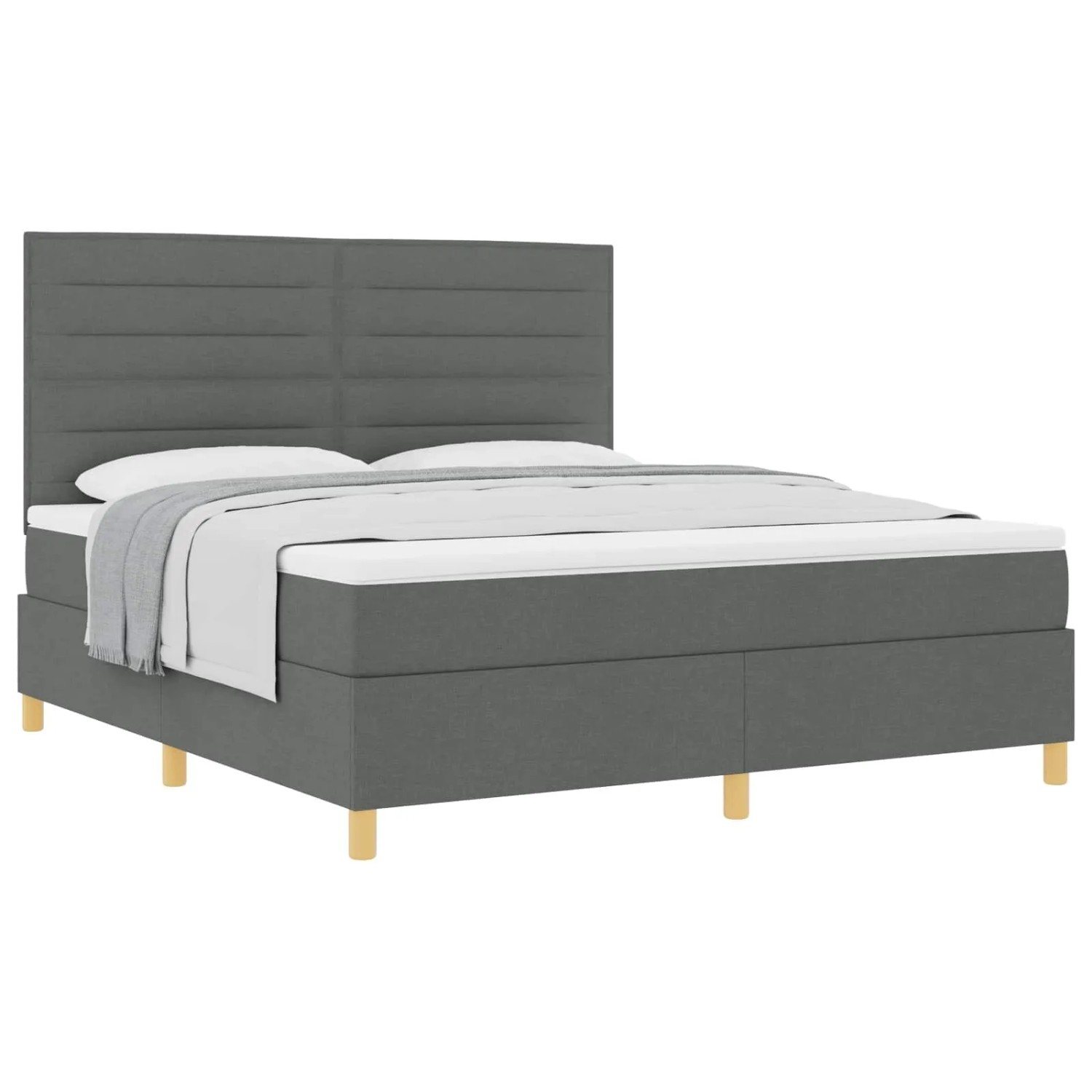 vidaXL Boxspringbett mit Matratze Dunkelgrau 180 x 200 cm Stoff 3339561
