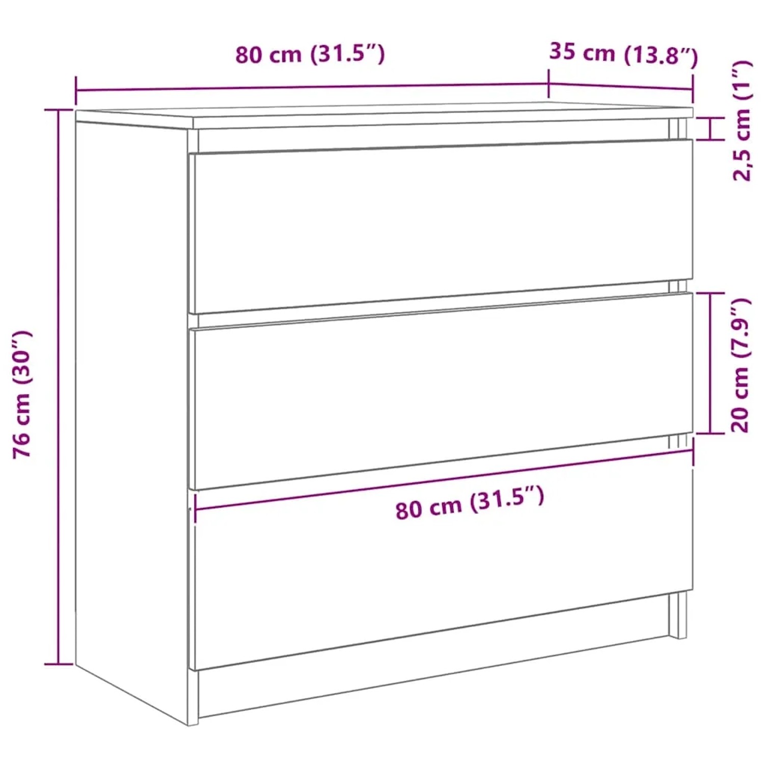 vidaXL Sideboard Artisan-Eiche 80x35x76 cm Holzwerkstoff 861741_12