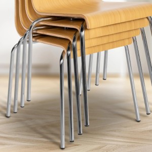 DELUKE Besucherstuhl GENEVA Holz Natura 49x49x85cm Konferenzstuhl Wartezimmerstuhl Bürostuhl