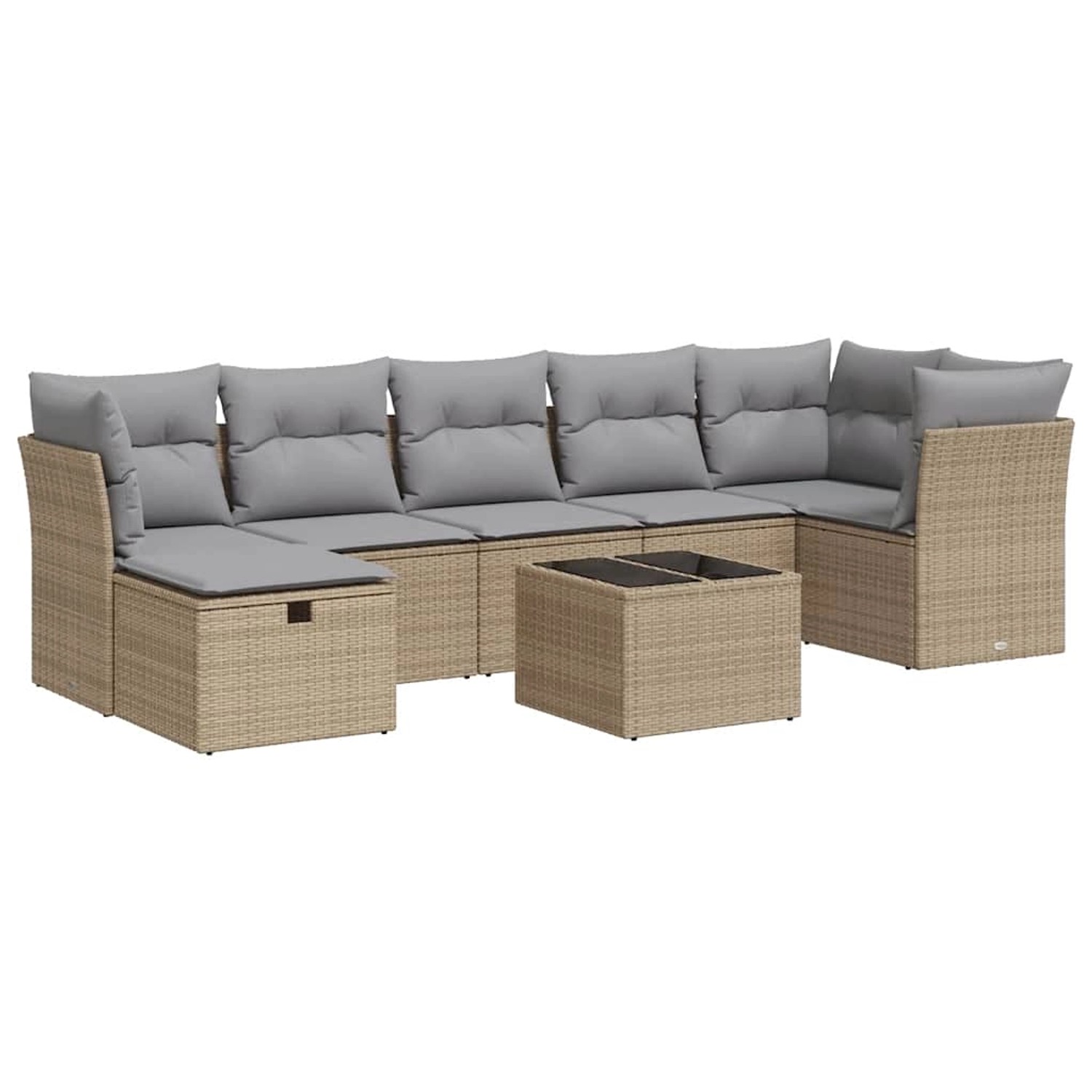 vidaXL 8-Tlg Garten-Sofagarnitur mit Kissen Beige Poly Rattan 3325315 günstig online kaufen