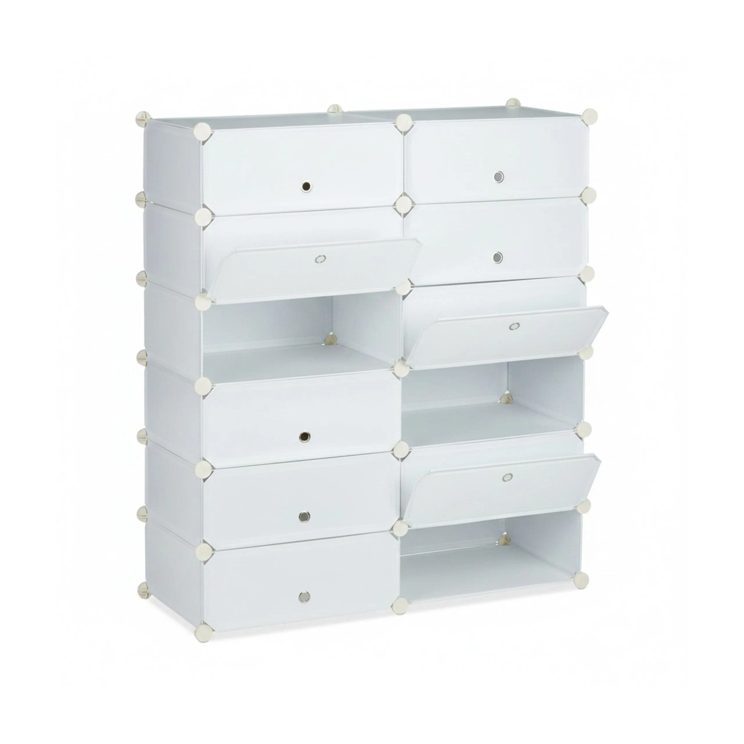 Relaxdays Schuhschrank Kunststoff Weiß 12 Fächer 108 cm x 94 cm x 37 cm 8,8 kg