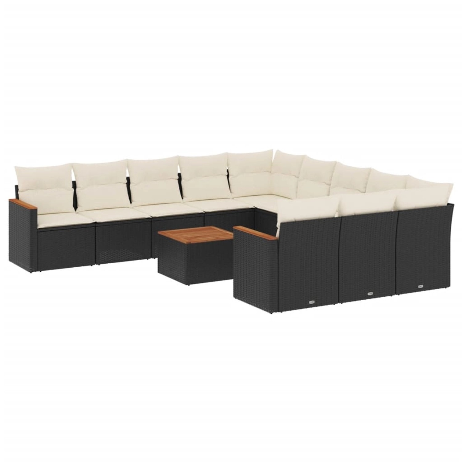 vidaXL 12-Tlg Garten-Sofagarnitur mit Kissen Schwarz Poly Rattan 3258836 günstig online kaufen