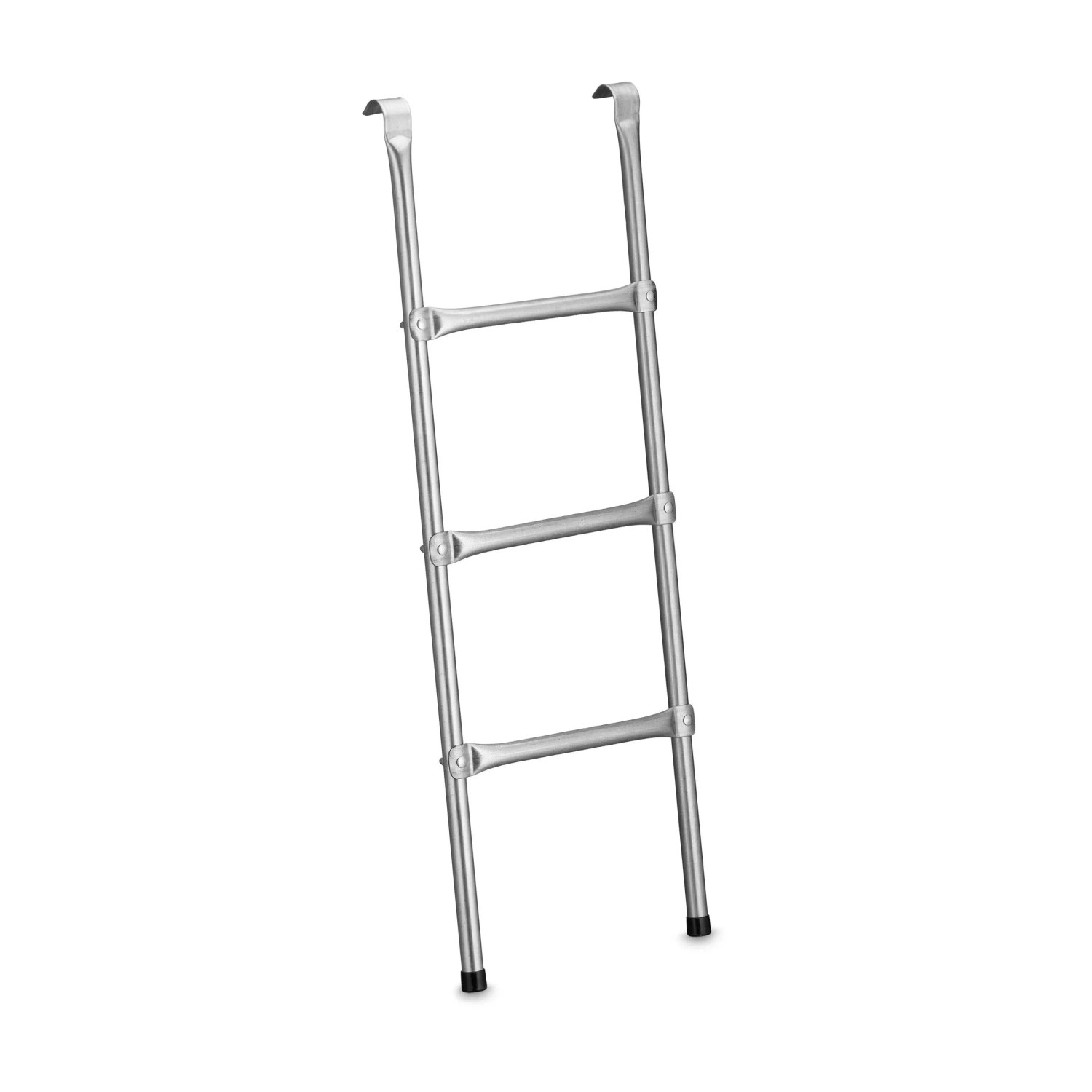 Relaxdays Trampolin Leiter Stahl Silber mit 3 Sprossen 96 cm x 37 cm x 6 cm 2,2 kg