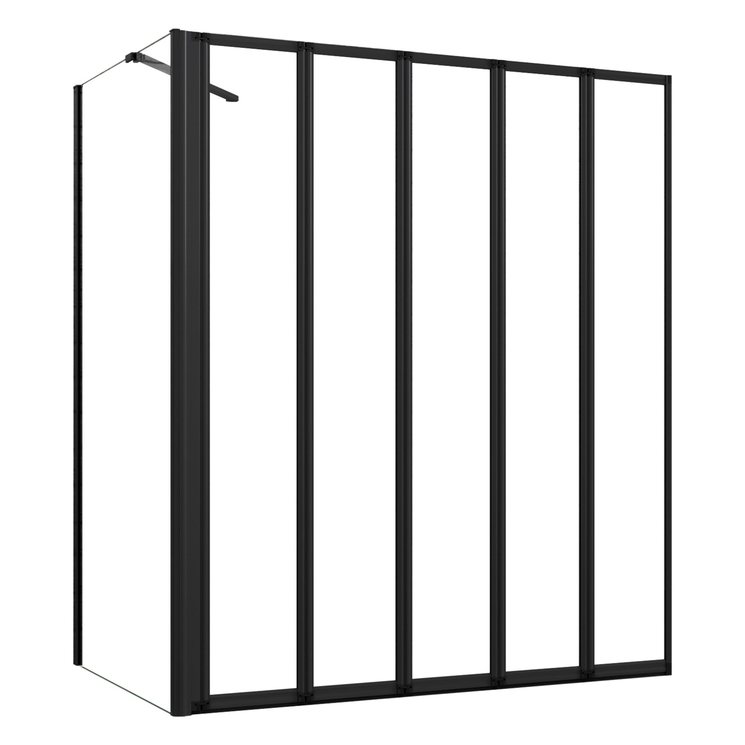 AICA 120X140cm 5-teilig Schwarz Badewannenfaltwand mit 75cm Seitewand Faltw günstig online kaufen
