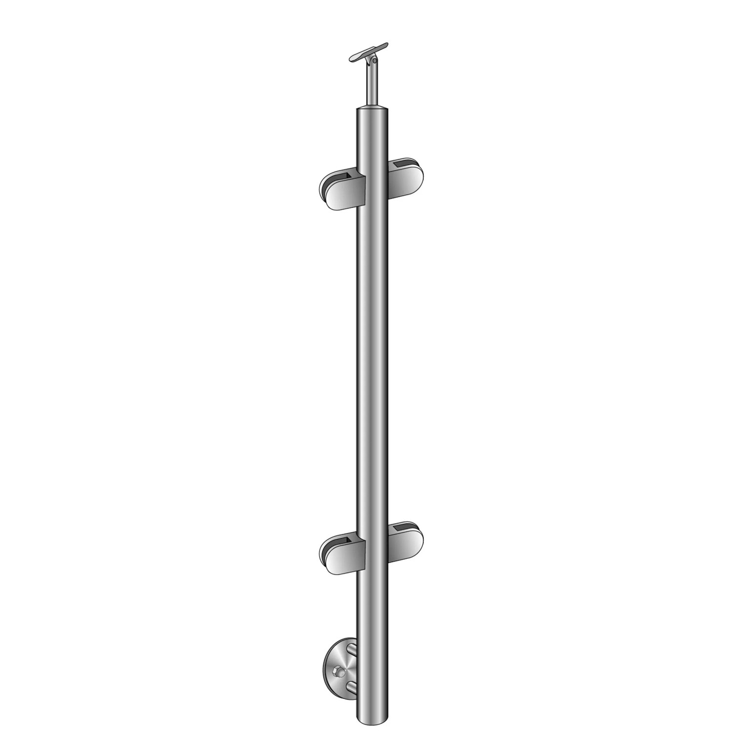 FeNau Geländerpfosten Edelstahl AISI 304 1000 mm Treppe Seitliche Glasfüllung