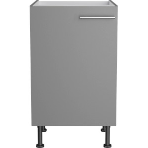 Optifit Spülenunterschrank Mats825, 50 cm, Basaltgrau, mit Tür und Edelstahlgriff.