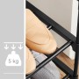 Detailaufnahme: Schwarzes Songmics Schuhregal mit Schuhen, Belastbarkeit 5 kg pro Ebene.