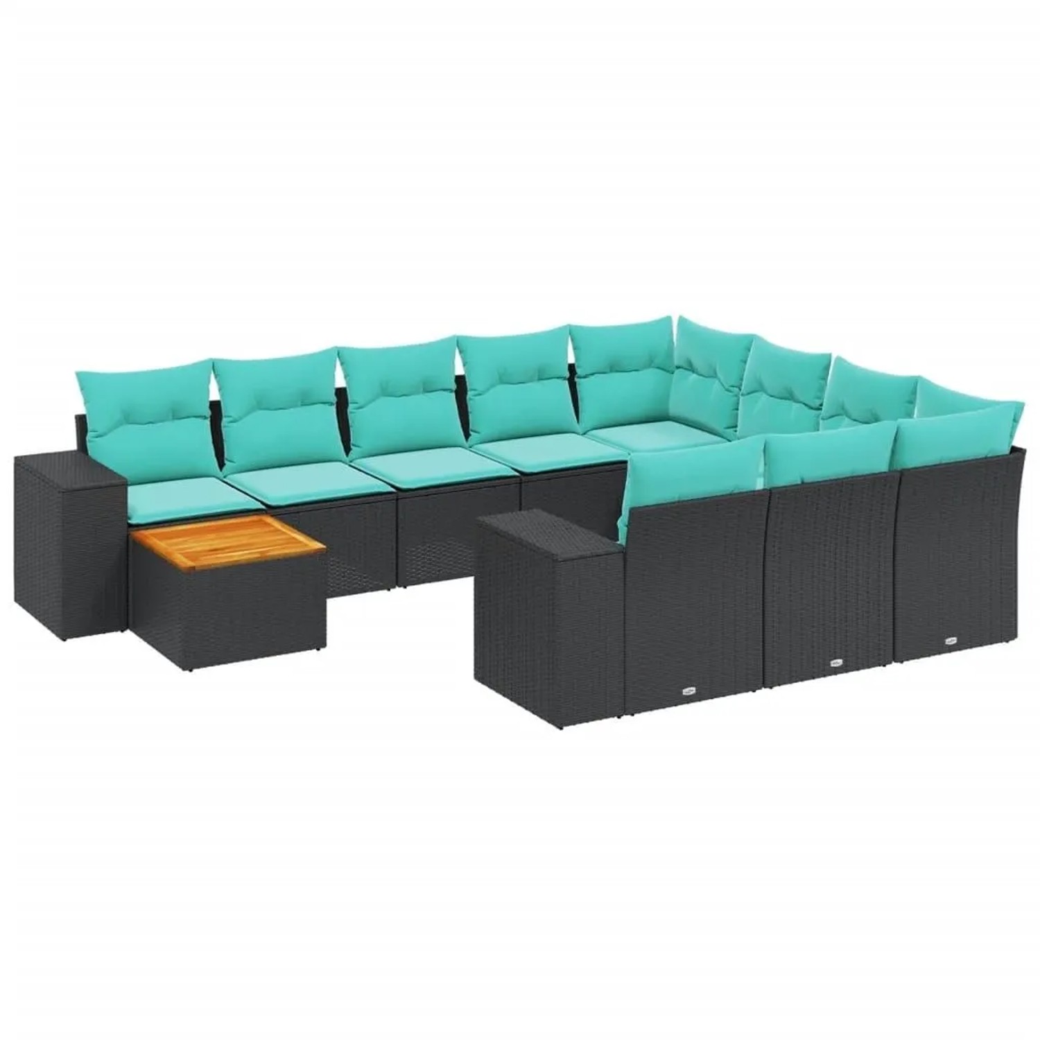 vidaXL 11-Tlg Gartensofa-Set mit Kissen Schwarz Polyrattan 3225630 günstig online kaufen