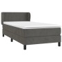 Dunkelgraues Boxspringbett (90x200 cm) mit Matratze und Samtbezug.