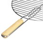 Runder ECD Germany Grillrost aus Edelstahl, 44,5 cm, mit Holzgriff. Grillzubehör.