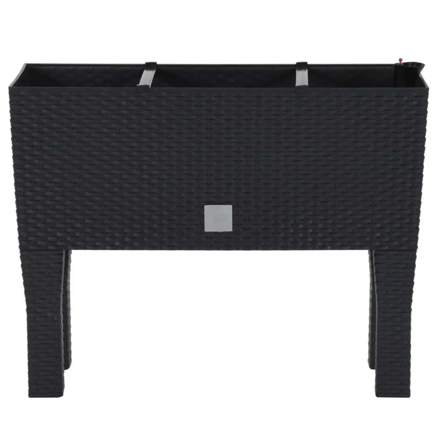 Anthrazitfarbenes Furnicato Hochbeet (60x25x46 cm) in Rattan-Optik.