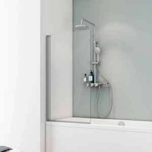 Schulte Badewannenaufsatz aus Echtglas mit Alu-Profil, 130x70 cm, zur Montage auf Badewanne.