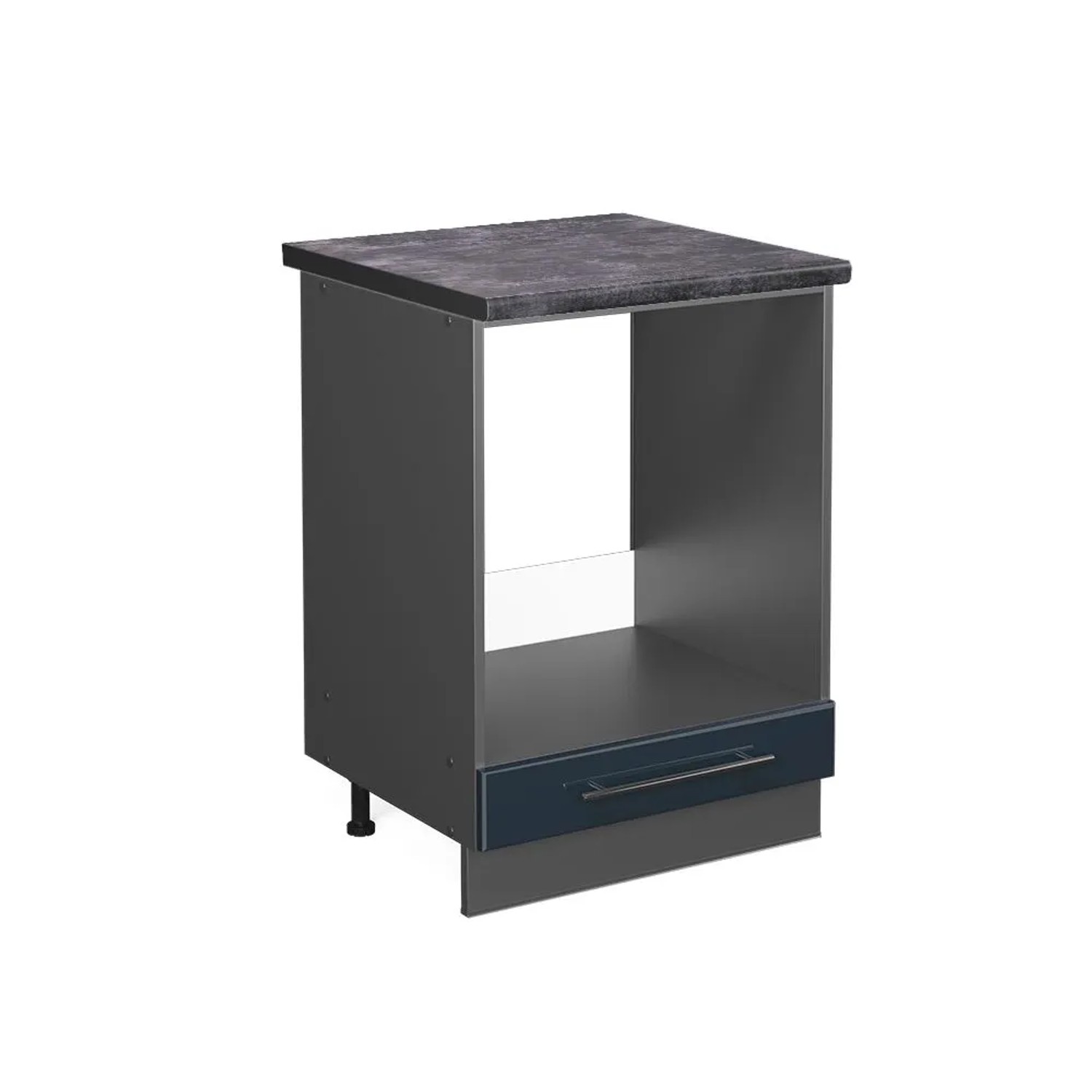 Vicco Herdumbauschrank Fame-Line DunkelBlau Hochglanz Anthrazit 60 cm AP Anthrazit