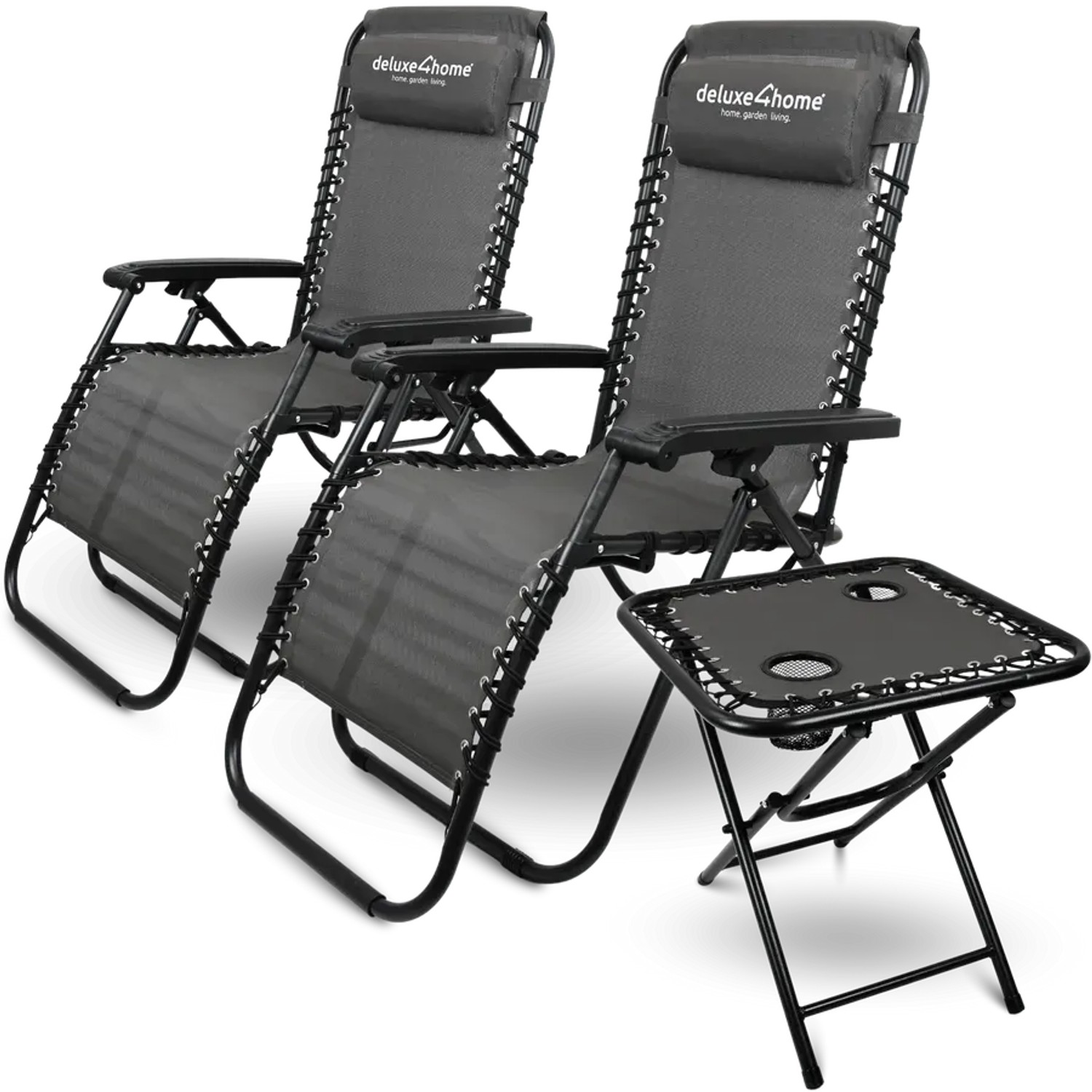 deluxe4home Sonnenliege klappbar mit Klapptisch und gepolsterter Kopflehne kaufen bei OBI