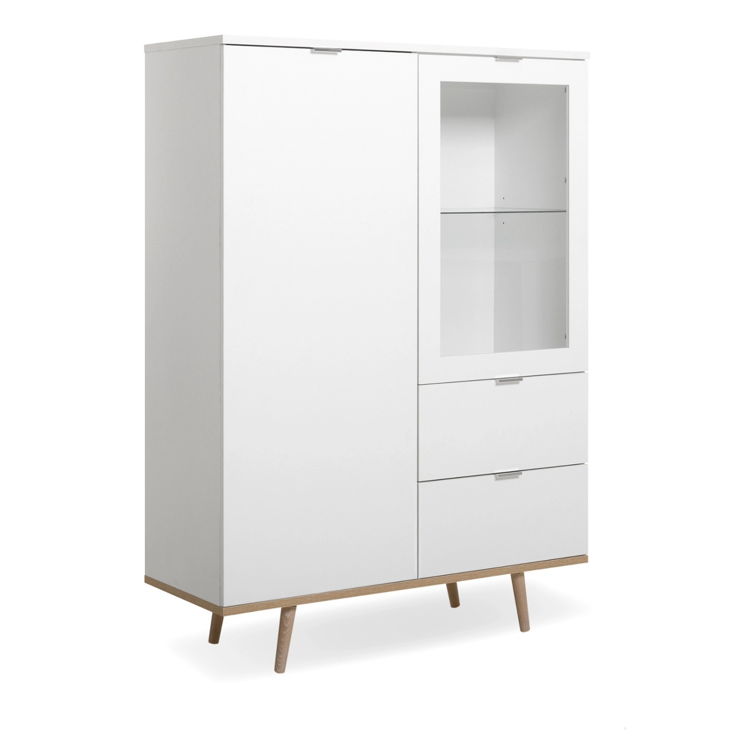 Furn.Design Highboard Weiß Matt Eiche 100 x 140 cm 2-türig Skandinavisch Lu günstig online kaufen