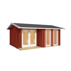 Lasita Maja Gartenhaus Hampshire, schwedenrot, 420x300 cm. Holz-Gartenhaus mit Doppeltür und Fenstern.