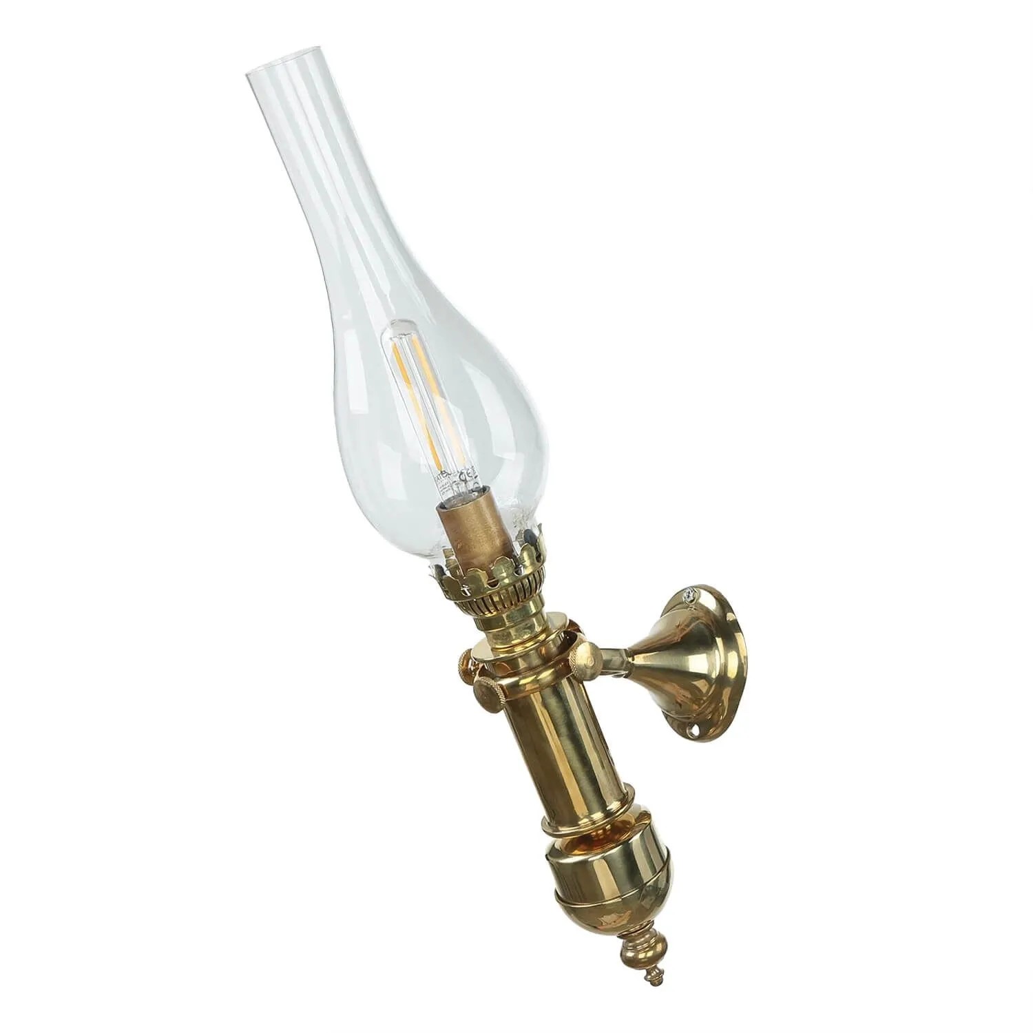 Licht-Erlebnisse Wandlampe Glas Messing Massiv E14 44 cm Hoch Jugendstil