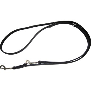 Schwarze Heim Hunde-Vorführleine aus Softleder, 300 cm lang und 10 mm breit.