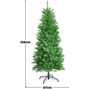 Costway Bleistift Weihnachtsbaum mit Warmweißen Led-Leuchten 150cm