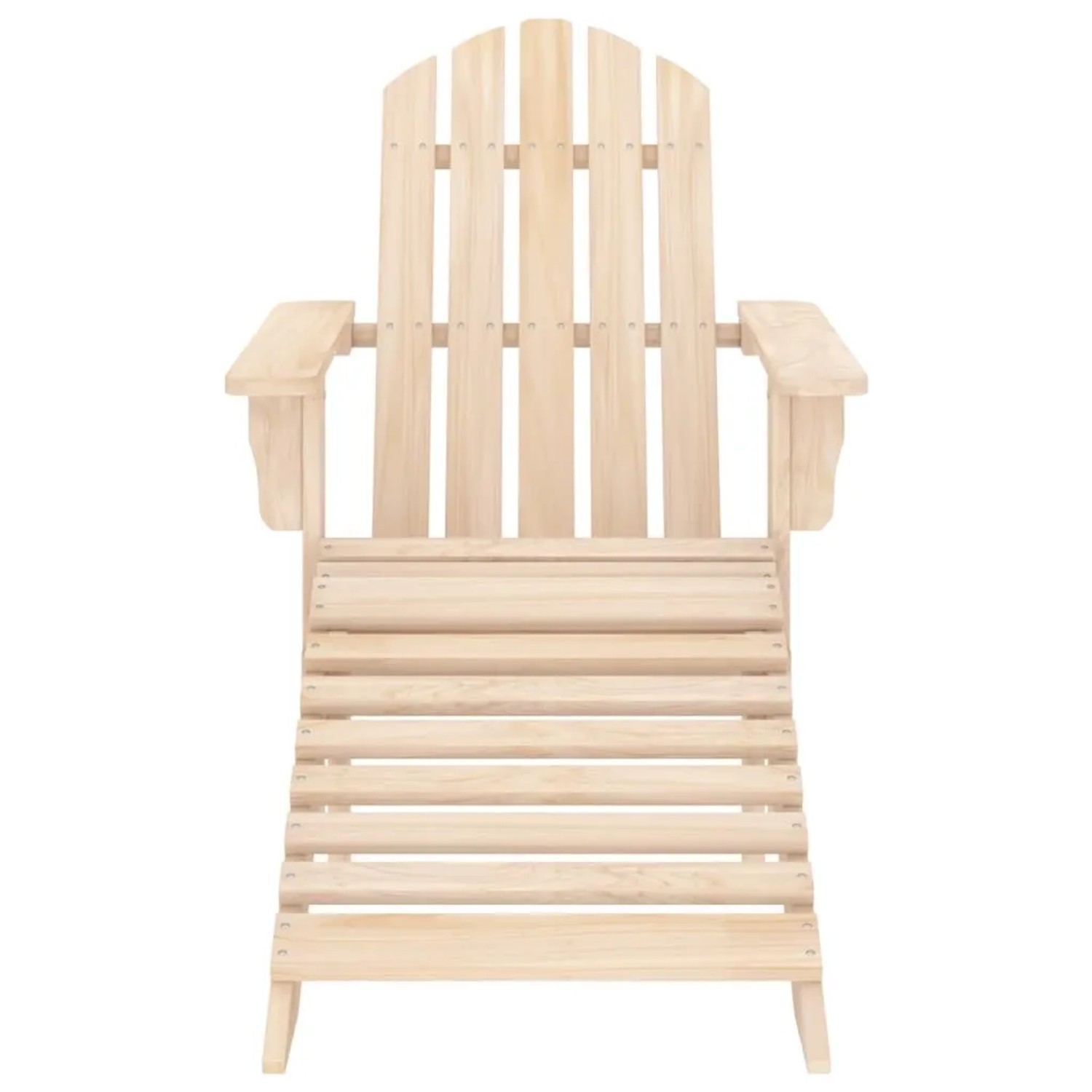Adirondack Gartenstuhl mit Fußstütze und Tisch aus Tannenholz, unbehandelt.