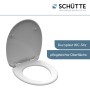 Schütte WC-Sitz aus Duroplast mit Absenkautomatik, weiße Brille, geöffnet.