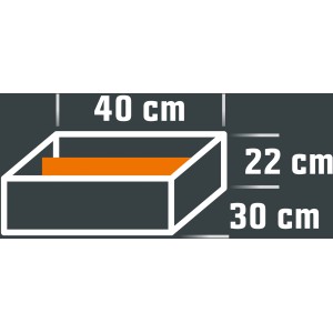 Schemazeichnung Eurobox-System Abtrenner, 26x16cm, zur Unterteilung von Aufbewahrungsboxen.