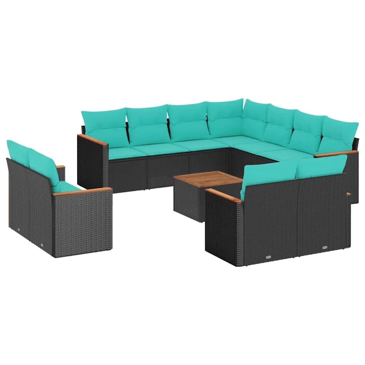 vidaXL 12-Tlg Gartensofa-Set mit Kissen Schwarz Polyrattan 3226505 günstig online kaufen