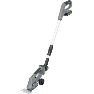 LUX Akku-Grasscheren-Set mit Teleskopstiel und Radsatz für komfortables Kantenschneiden.