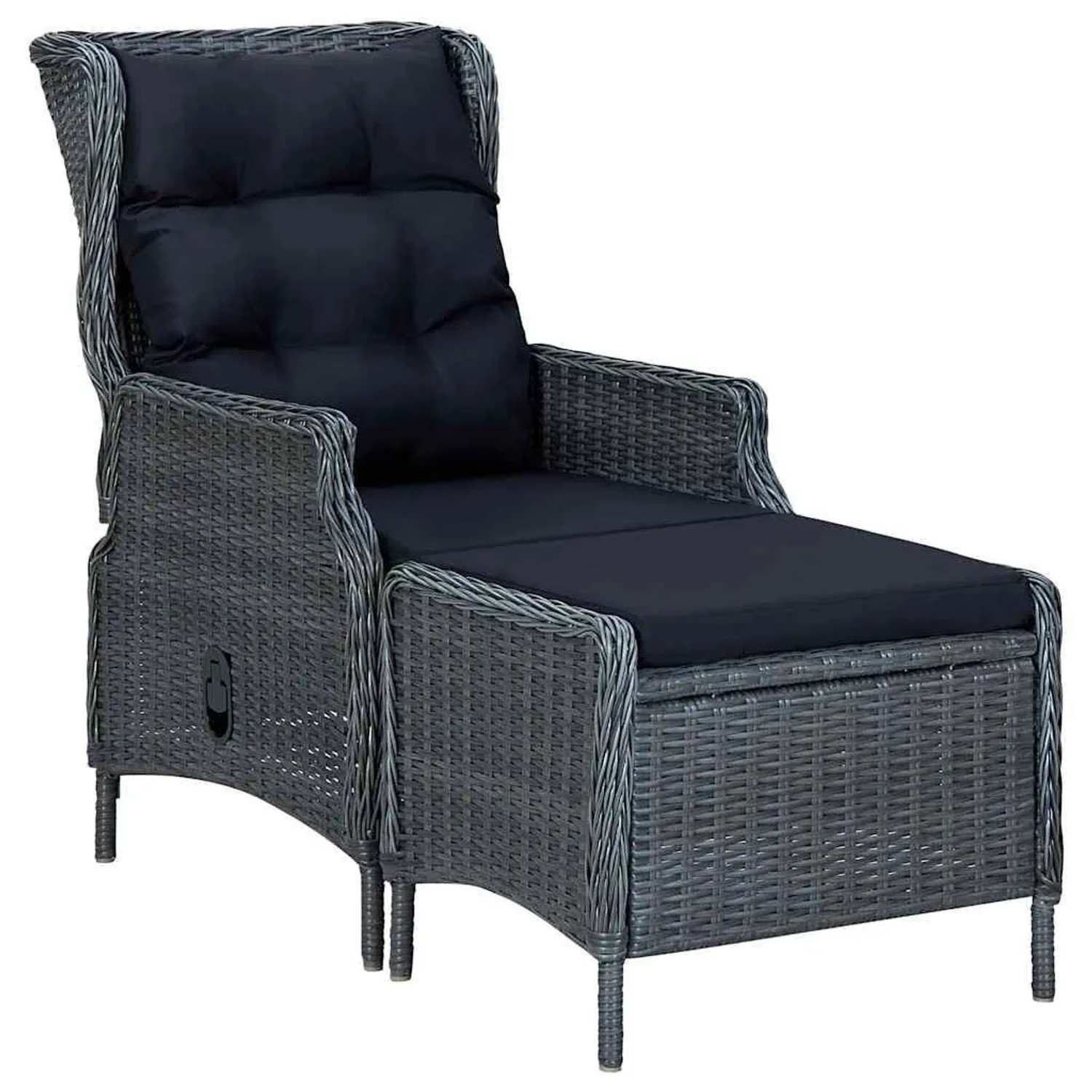 Furnicato Gartensessel Verstellbar Mit Fußhocker Poly-rattan Dunkelgrau