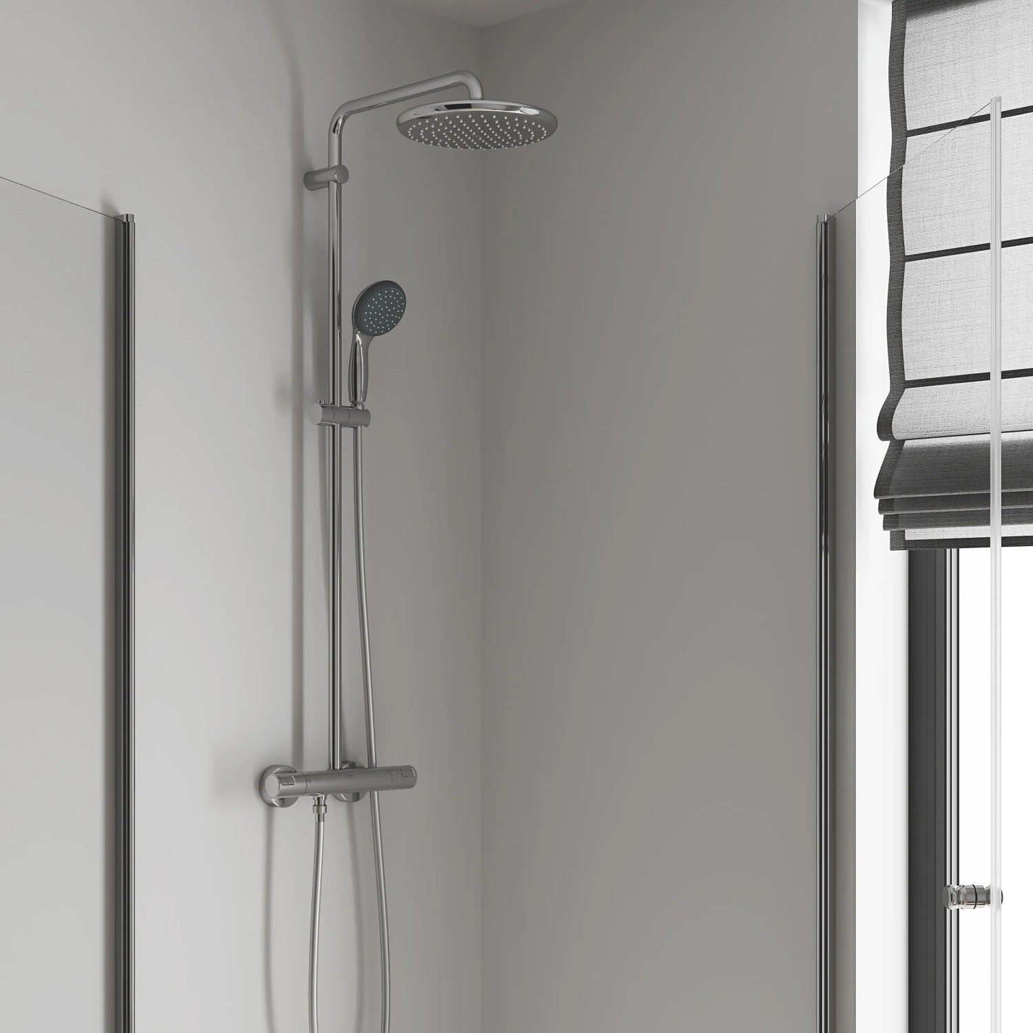 Grohe QuickFix Duschsystem Vitalio Start 250 mit Thermostat für Wandmontage.