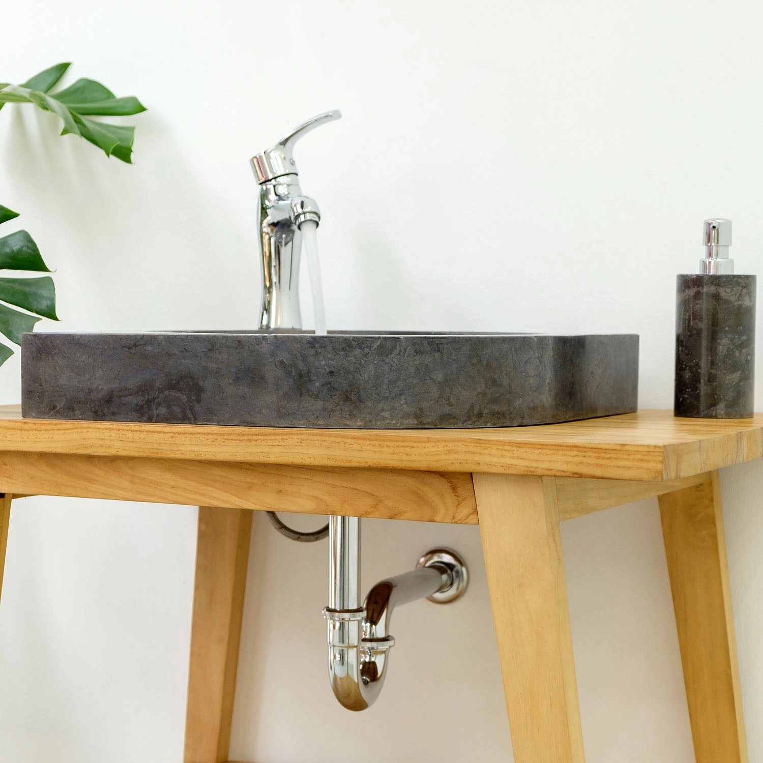 Wohnfreuden Marmor Waschbecken Samba 40 cm Schwarz Rund_5