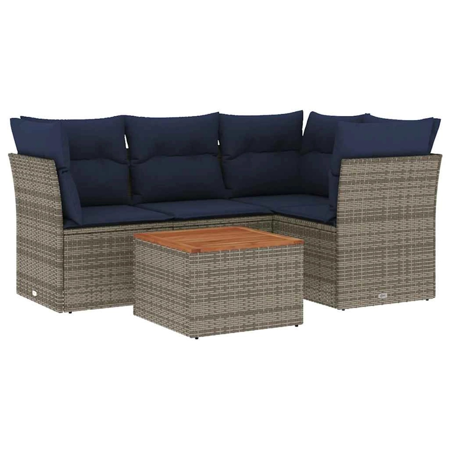 vidaXL 5-Tlg Garten-Sofagarnitur mit Kissen Grau Poly Rattan 3255956 günstig online kaufen