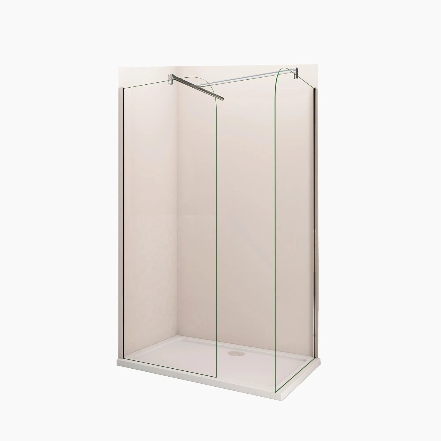 Duschparadies Walk In Duschen 100 x 90 x 200cm Duschkabine 8mm Nano Glas Gerundet Duschwand Mit 90cm Stabilisator Verchromt