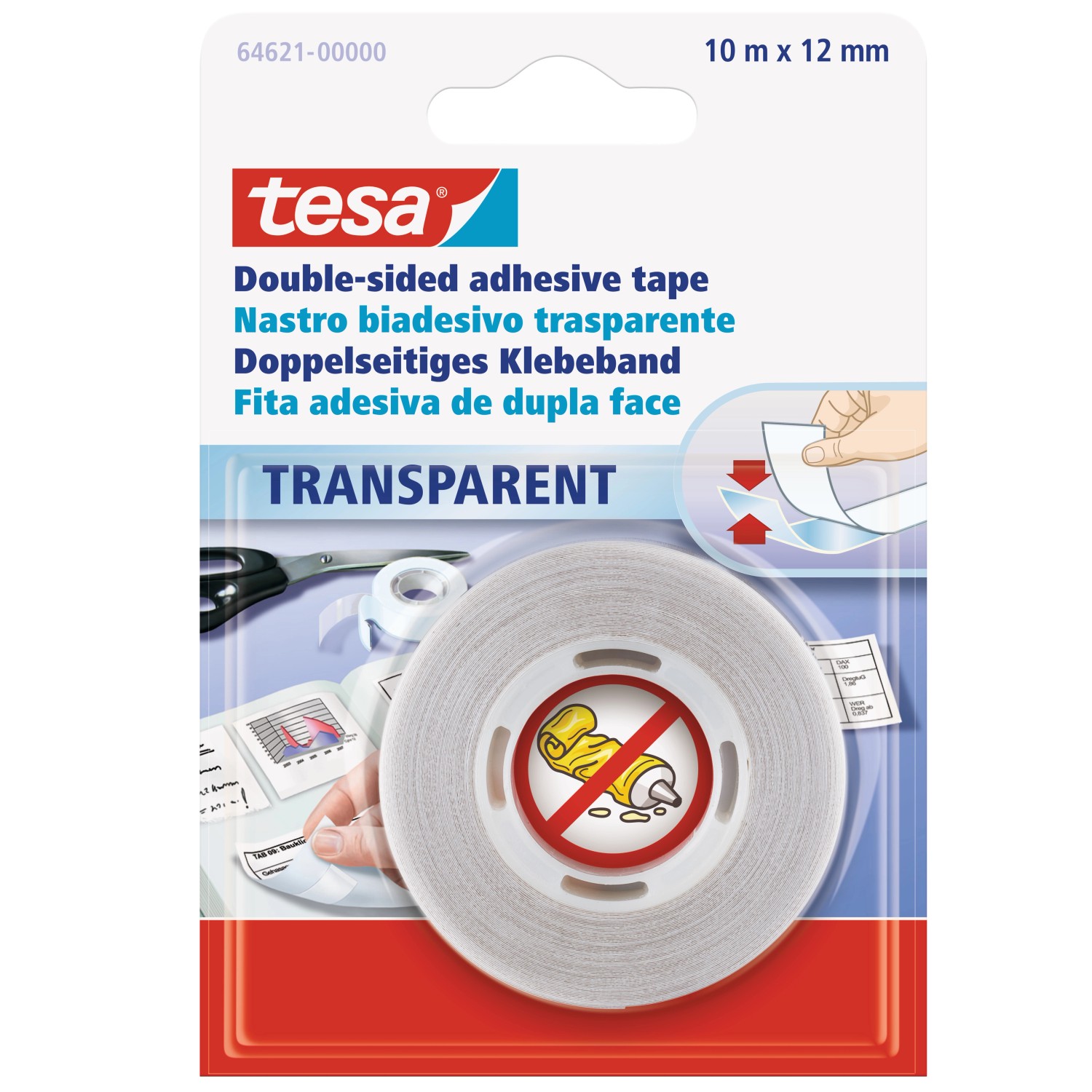 Tesa Doppelseitiges Klebeband Transparent 10 m x 12 mm