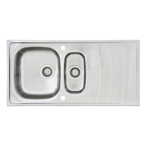 Respekta Einbauspüle Miami, 100x50 cm, Edelstahlspüle mit 2 Becken und Abtropffläche.