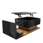 okwish Couchtisch mit Glas und LED-Effekt mit Glasplatte 100 × 50 cm Schwarz