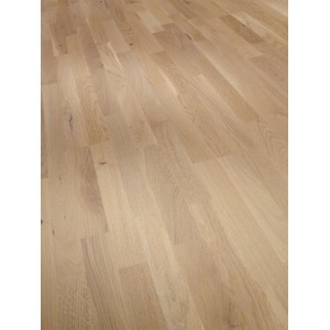 Heller Parador Parkett Basic Rustikal Eiche Weiß, Schiffsboden-Optik, matte Oberfläche.