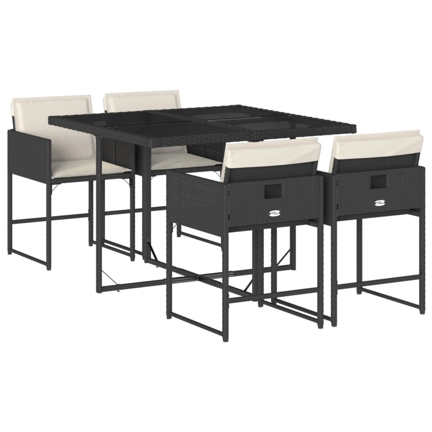 vidaXL 5-Tlg Garten-Essgruppe mit Kissen Schwarz Poly Rattan 3211254 günstig online kaufen