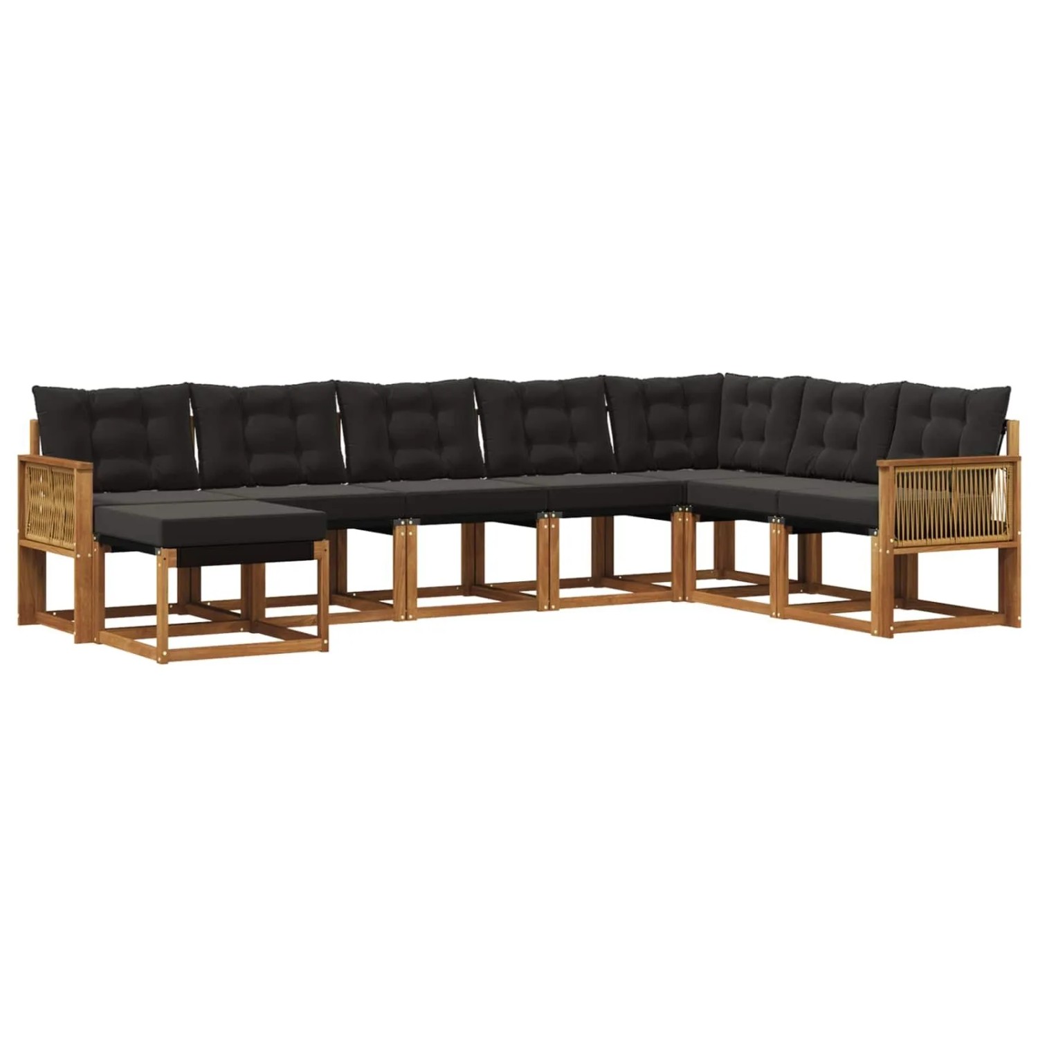 vidaXL Outdoor-Sofagarnitur mit Kissen 8 Stk Natur und Schwarz 3382148
